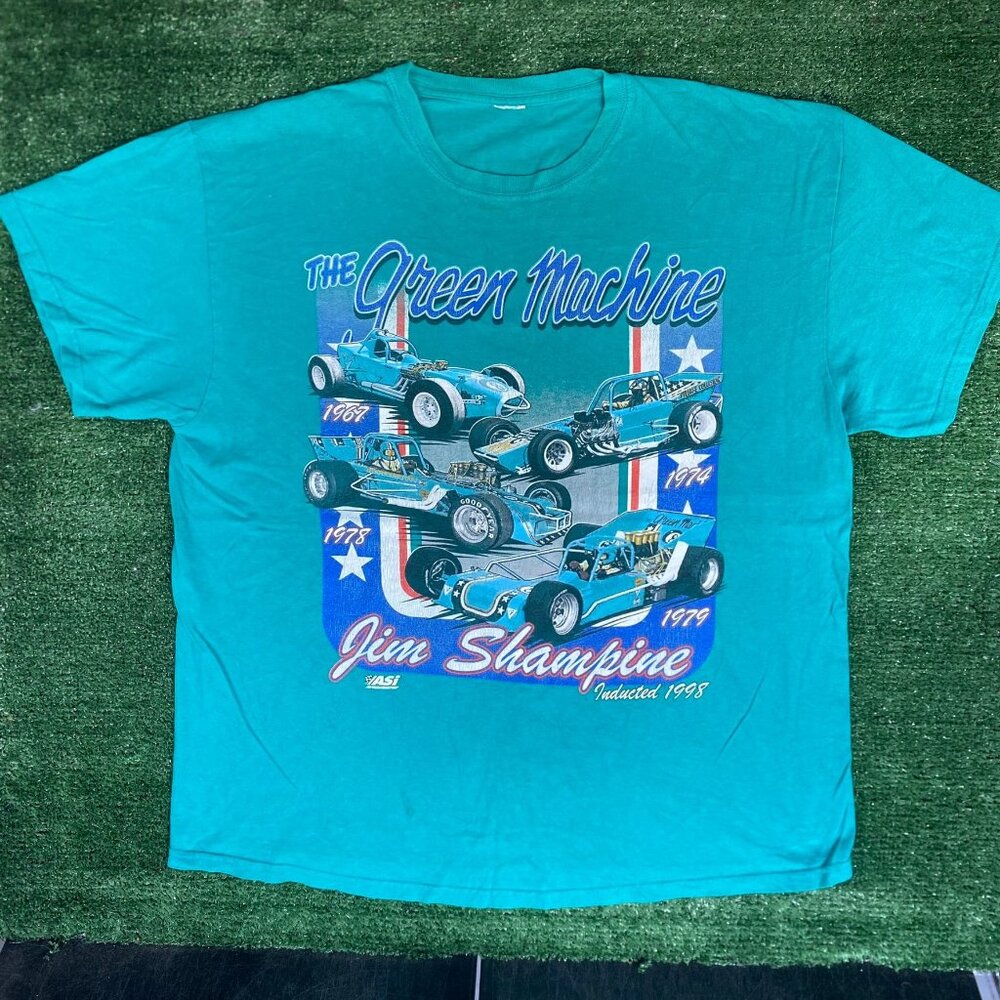 Vintage 90s Drag Racing Shirt Green Machine Automotive Tee